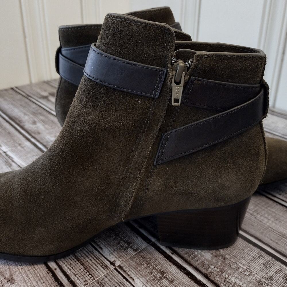 Coach | Dark Olive Green Suede "Patricia" Ankle Boots 10B - Picture 5 of 14